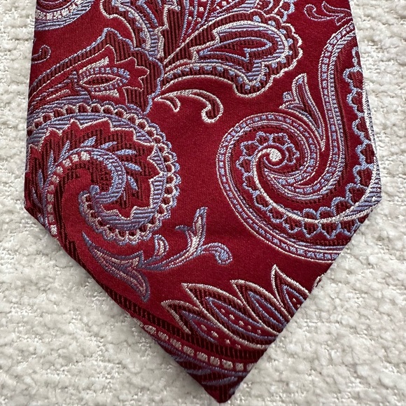 Tasso Elba Men’s Necktie 100% Silk Red Paisley Print - Picture 8 of 9